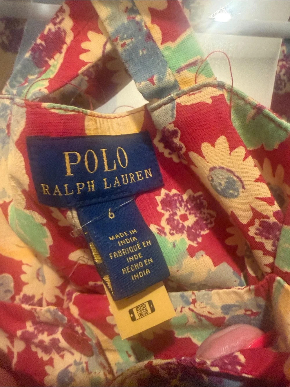 Polo by Ralph Lauren Red Floral Sundress with Yellow and Green Accents